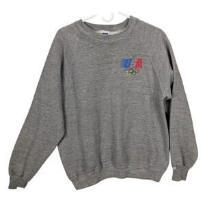 Vintage USA Olympics Sweatshirt Mens Large Gray Levi's Crewneck Made USA 80s